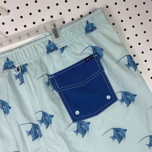 Johnnie O Swim Trunks Suit Men's XXL Hatton Blue Fish NWT $89 Retail READ Pocket - Picture 5 of 8